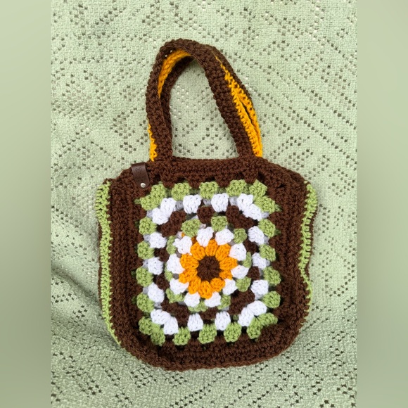 Homemade Crochet Granny Square Tote Bag - Picture 3 of 4